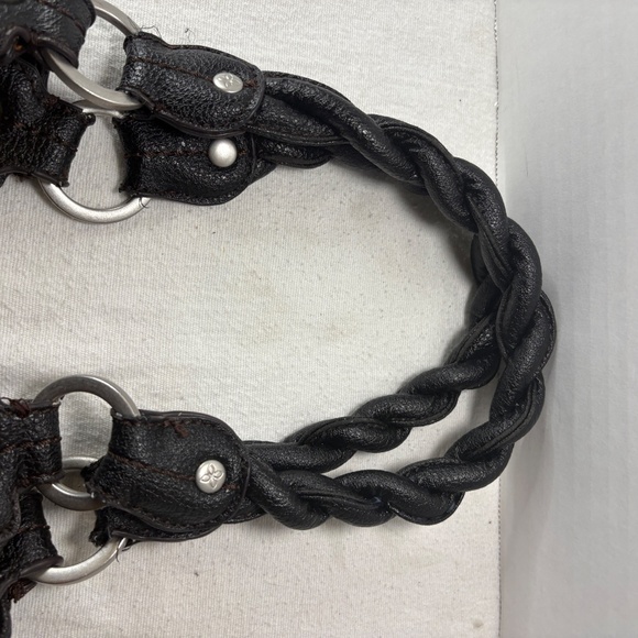 Vtg Relic by Fossil Leather Hobo Braided Shoulder Strap Slouchy Black Purse Boho - Picture 7 of 16